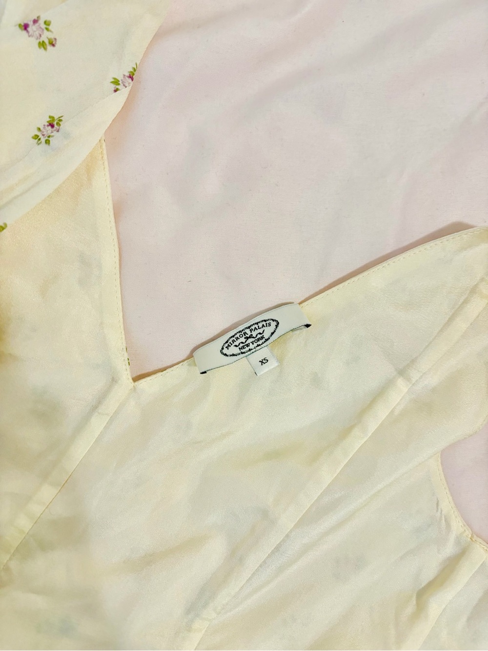Mirror Palais Cream Floral Lace-Up Camisole - Picture 2 of 5